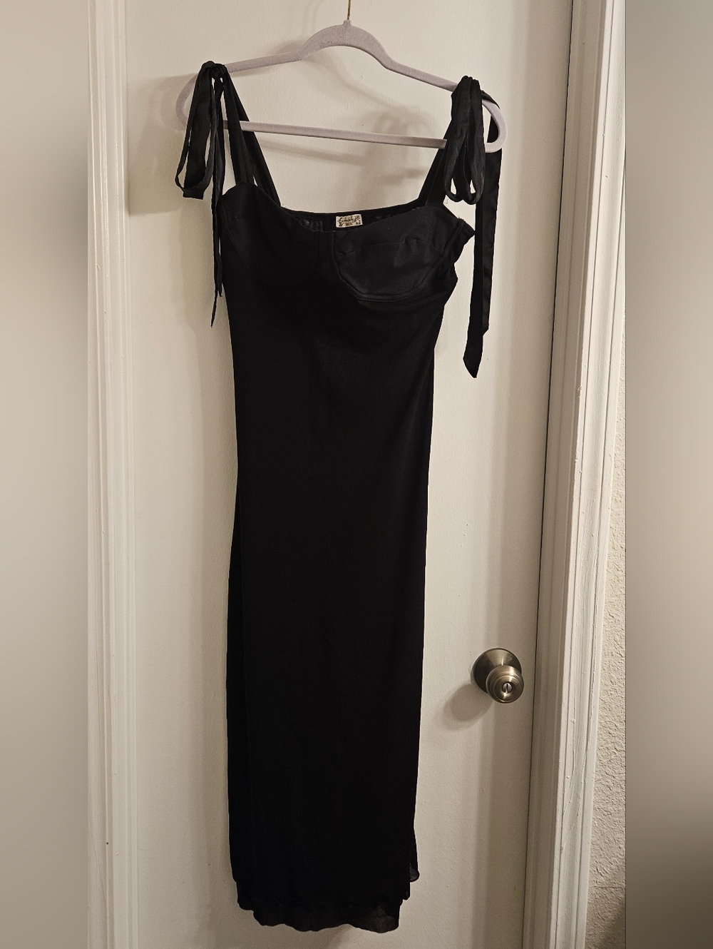 Intimately Free Tie-Shoulder Black Column Midi Dress. Graduation. Size M